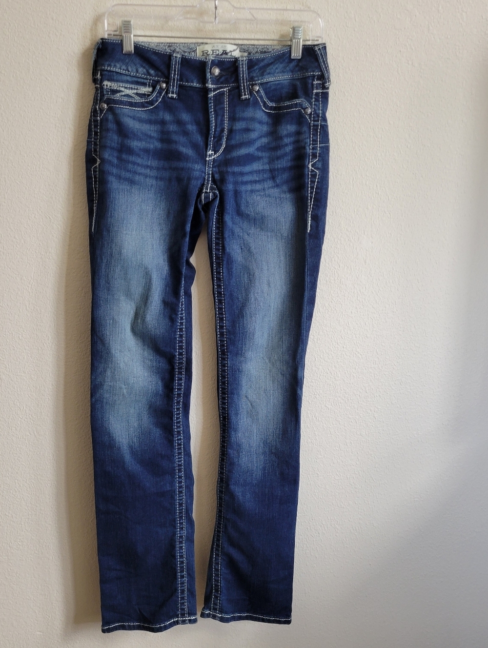Ariat R.E.A.L. Denim Jeans Medium Wash Straight Leg Women’s 27R. Length 41"